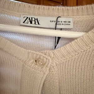 Zara Beige Button-Up Sweater